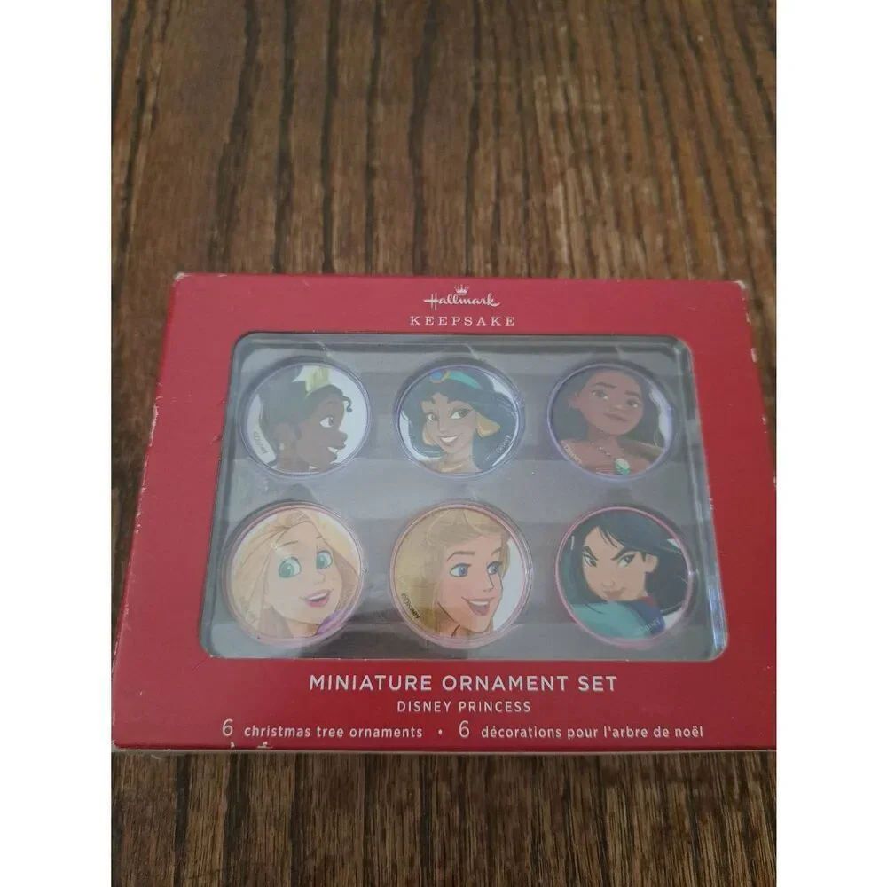 Hallmark 2022 Disney Princess Miniature Ornament Set Six Piece Artist Crafted